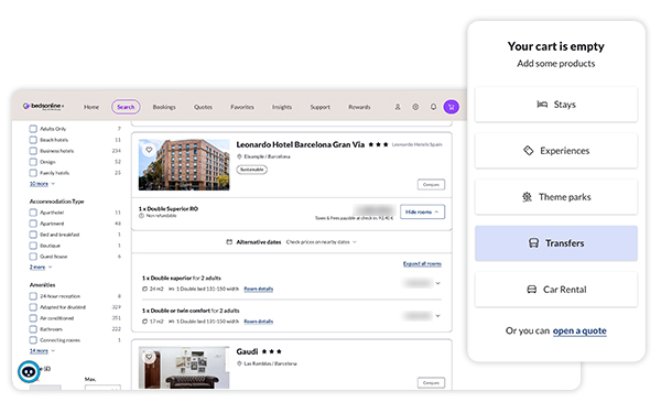 Mock-up image of hotel search filters