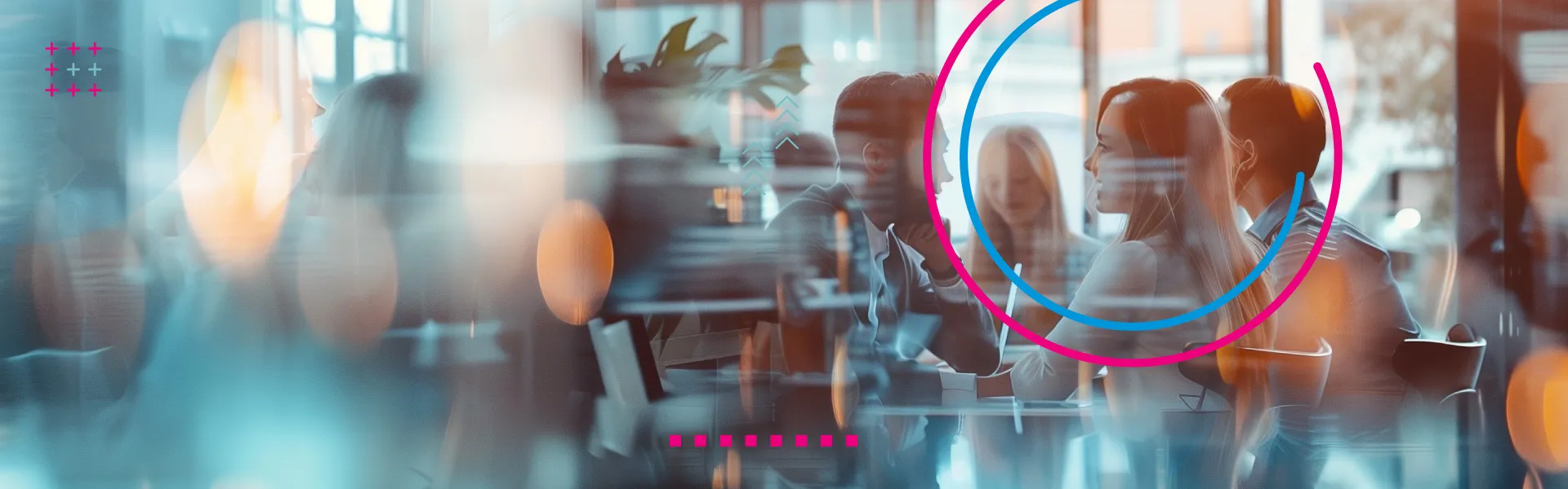 blurred people gathering in an office