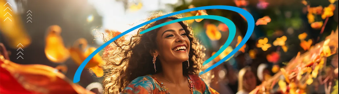 A woman celebrating in a festive setting