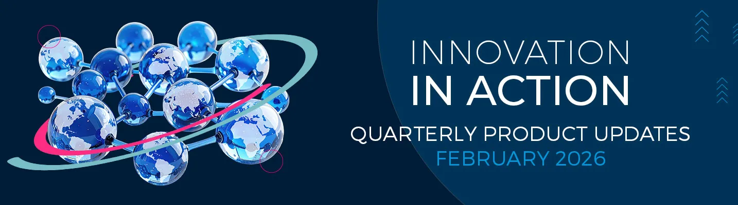 An article banner with the word 'Quarterly Product Update', stylised in the brand theme of TravelTech company HBX Group.