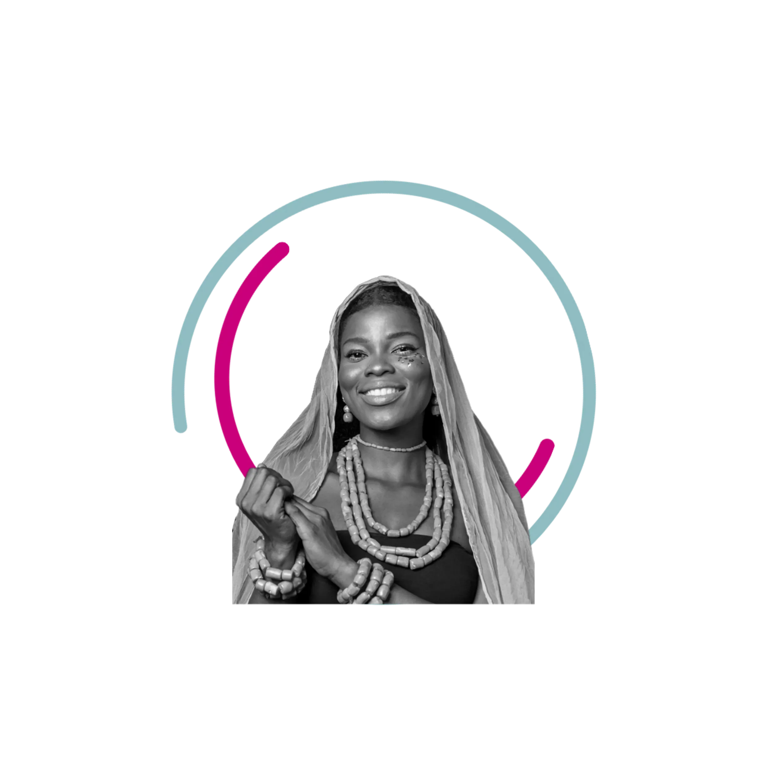 Woman in traditional affrican fabrics smiling