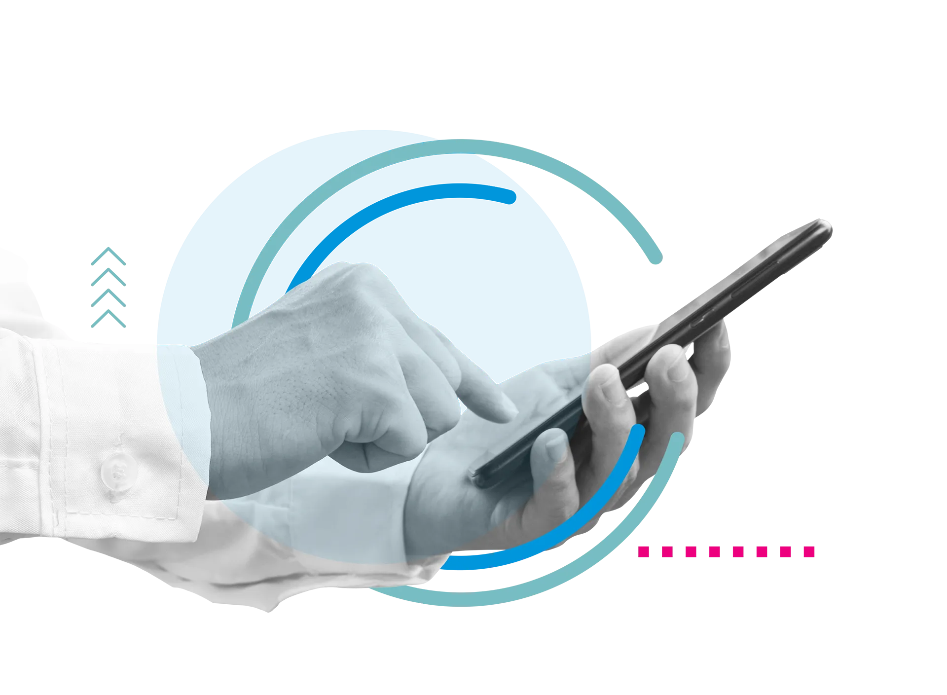 Two hands taping on a smartphone