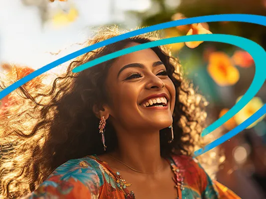 A woman celebrating in a festive setting