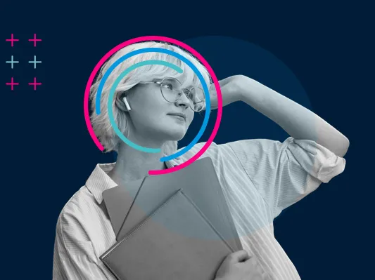 A greyscale image of a young, alternative-looking person. They are estimated to be around the age of 20 years old. They are posing with one hand against their head and looking to the sky. This image is to accompany an article by TravelTech provider HBX Group, and a white paper produced by the brand (alongside the NYU) on Generation Z's travel habits.