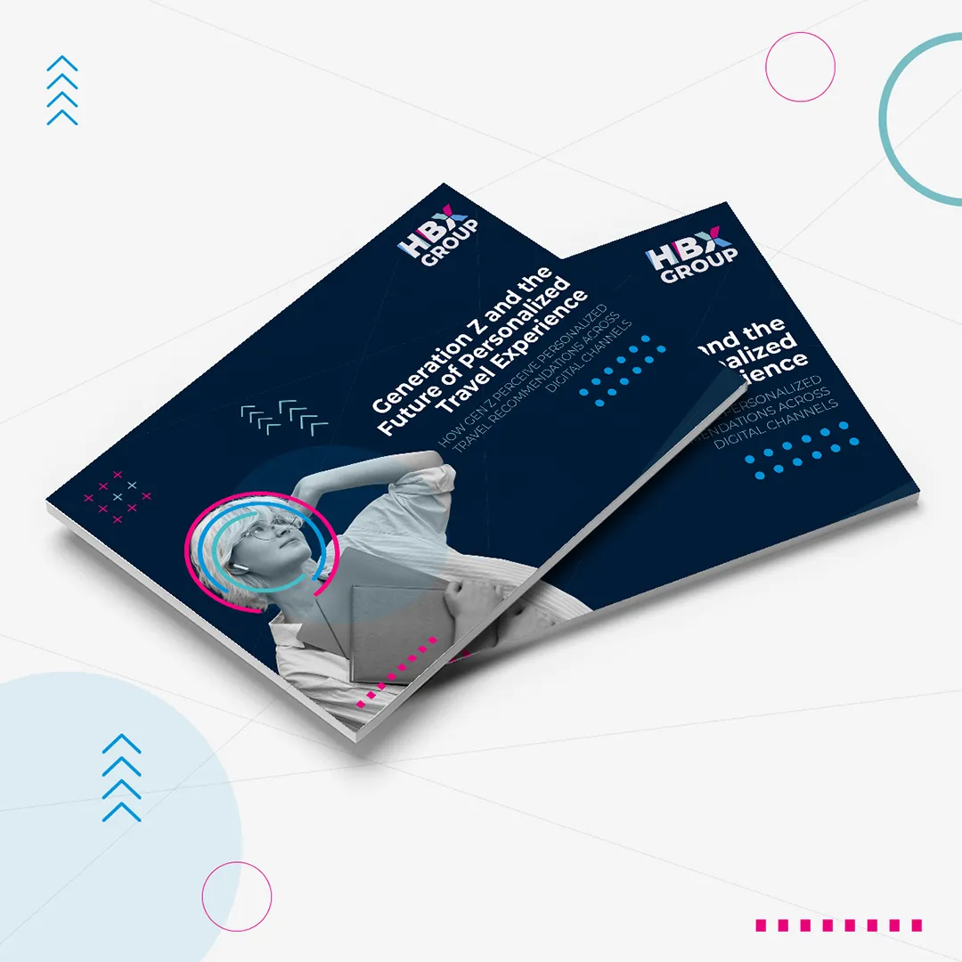 Generation Z and the Future of Personalised Travel Experience An image of a joint report by HBX Group and the NYU on the topic of Gen Z and the Future of Travel Personalisation