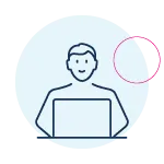 Person working on a laptop icon