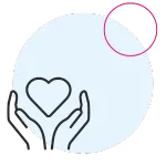 Two hands holding a heart icon
