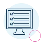 Icon: computer with diferent lines and a check mark in each of them