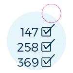 Icon: three rows of numbers and all rows has a check mark