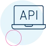 Icon: API word on a laptop