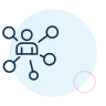 icon: a person connected with a network