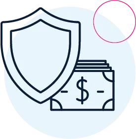 icon: stack of bills behind a shield